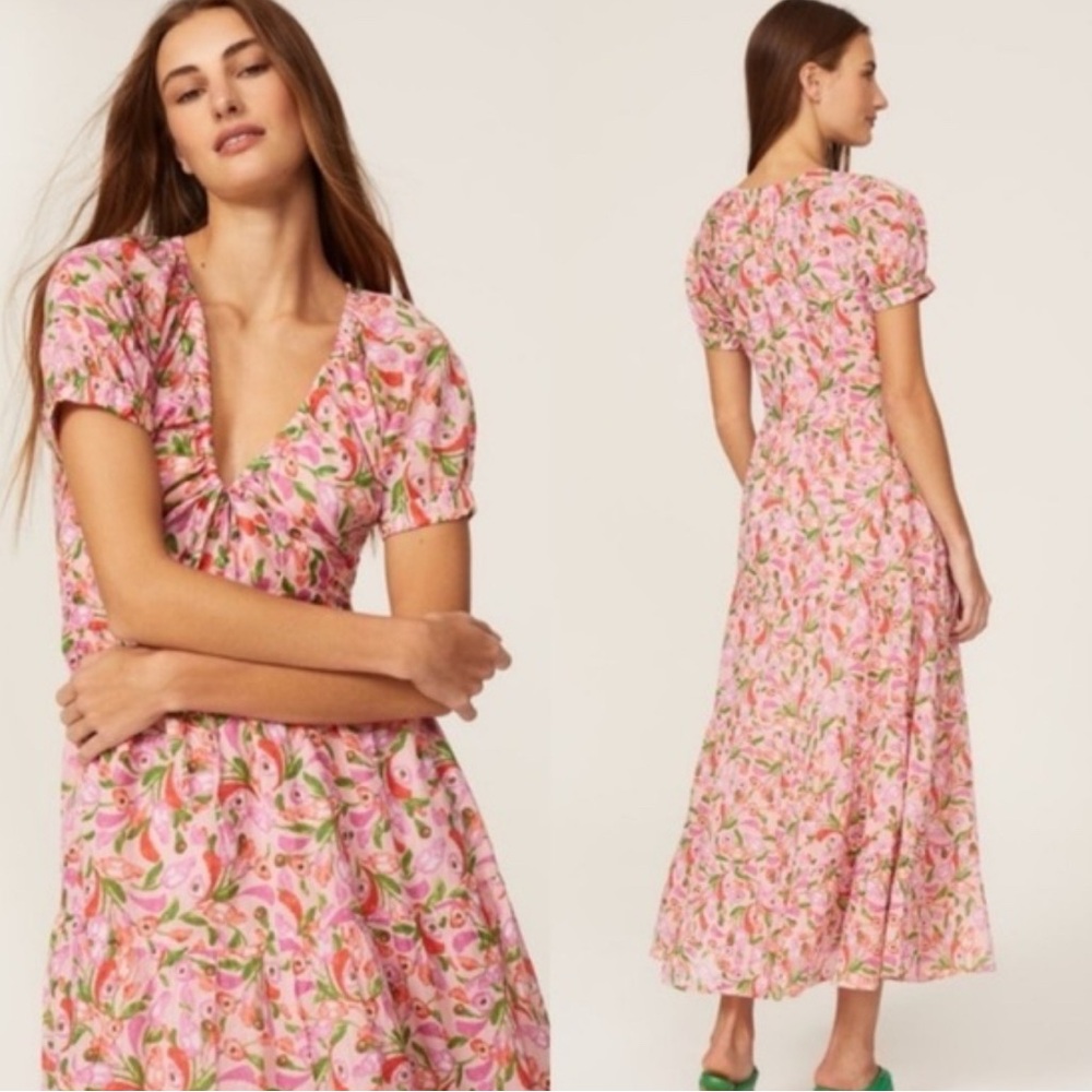 Banjanan Pink and Green Floral Maxi Dress